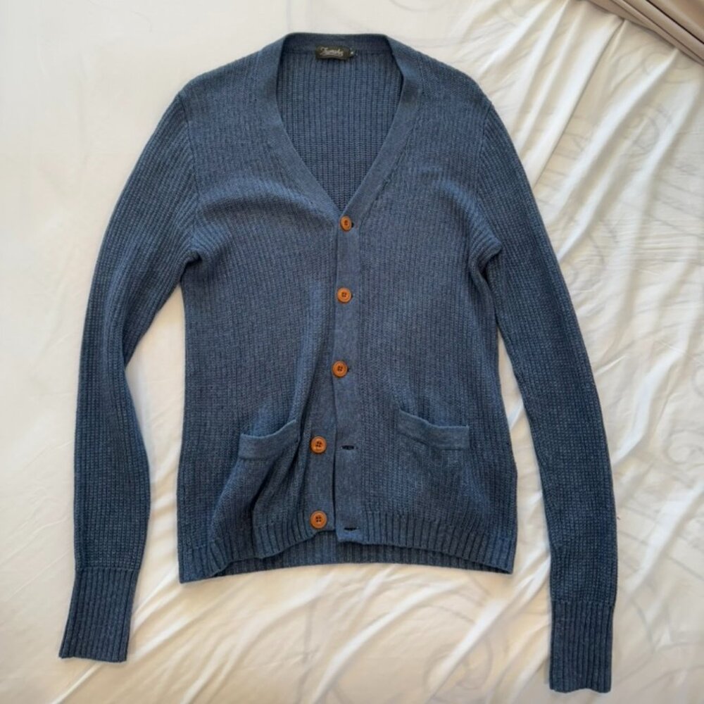 Trumaker Men’s Blue Cotton Cardigan – Size Medium – Excellent Condition